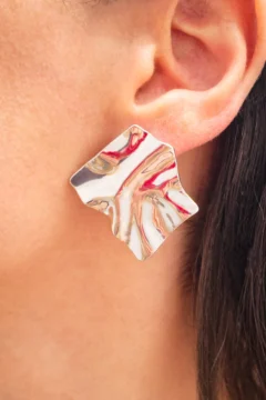 Boucle d'oreille rectangulaire - boutique pastel
