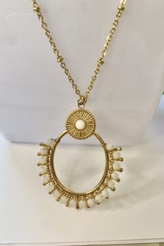 Sautoir en acier inoxydable Perle Blanche