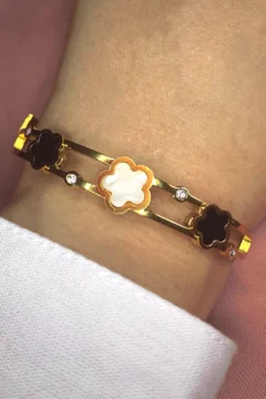 bracelet fleur noir et blanche - boutique paste