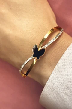 bracelet jonc papillon noir