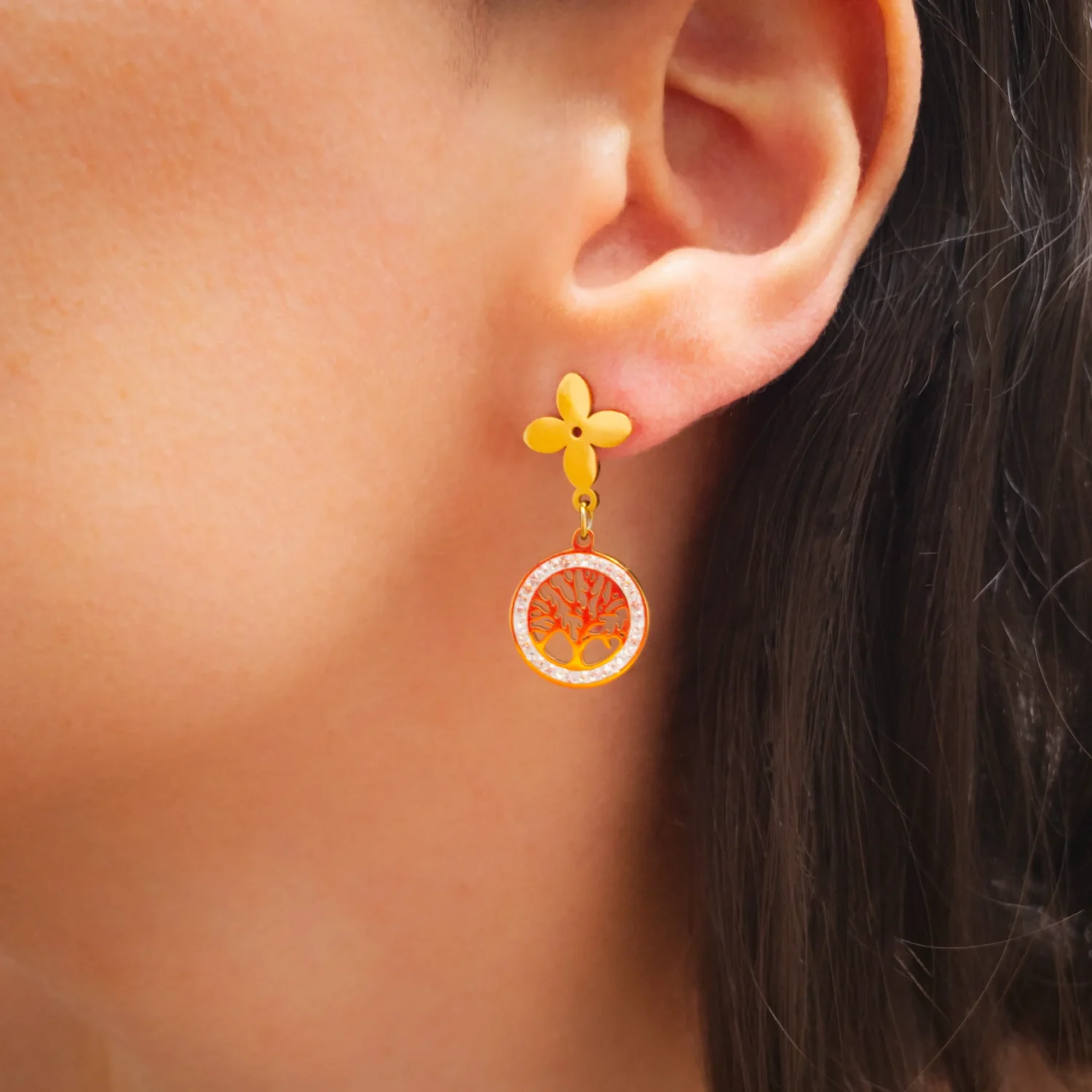 Boucle d'oreille Arbre de vie - boutique pastel