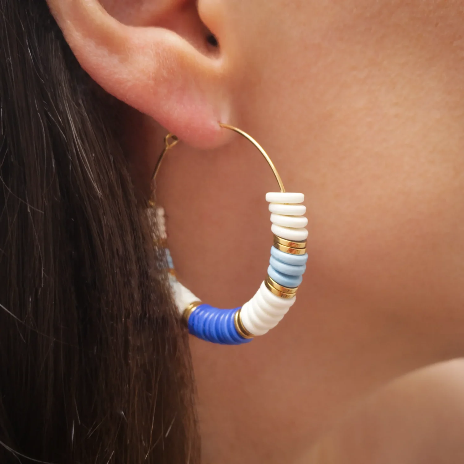Boucle perle bleu - Boutique Pastel