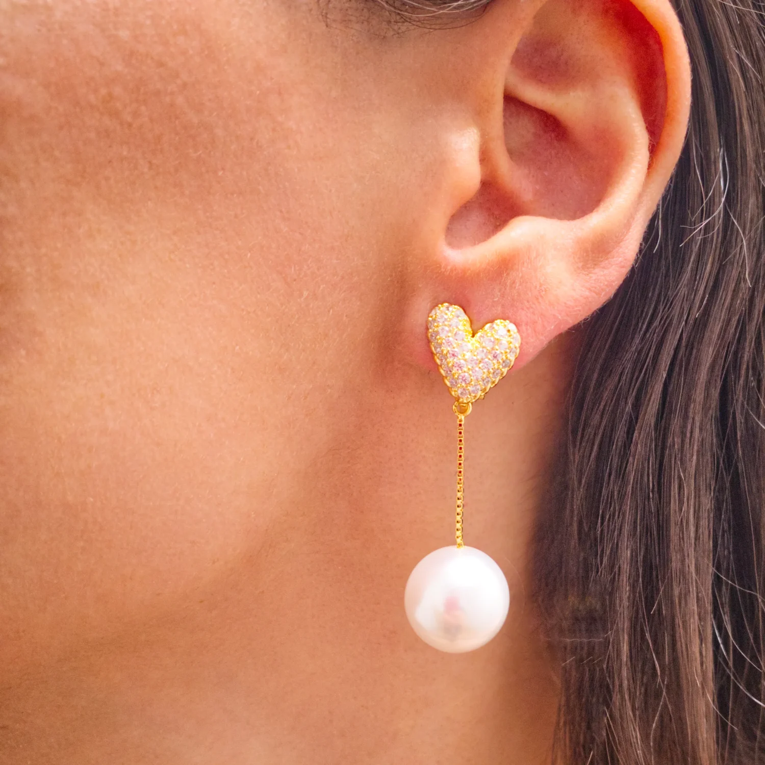 Boucle d'oreille Perle coeur - boutique pastel