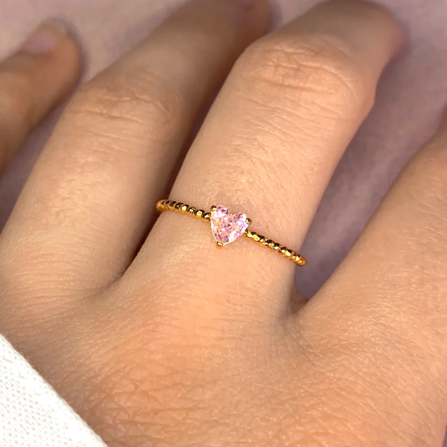 Bague coeur rose - boutique pastel