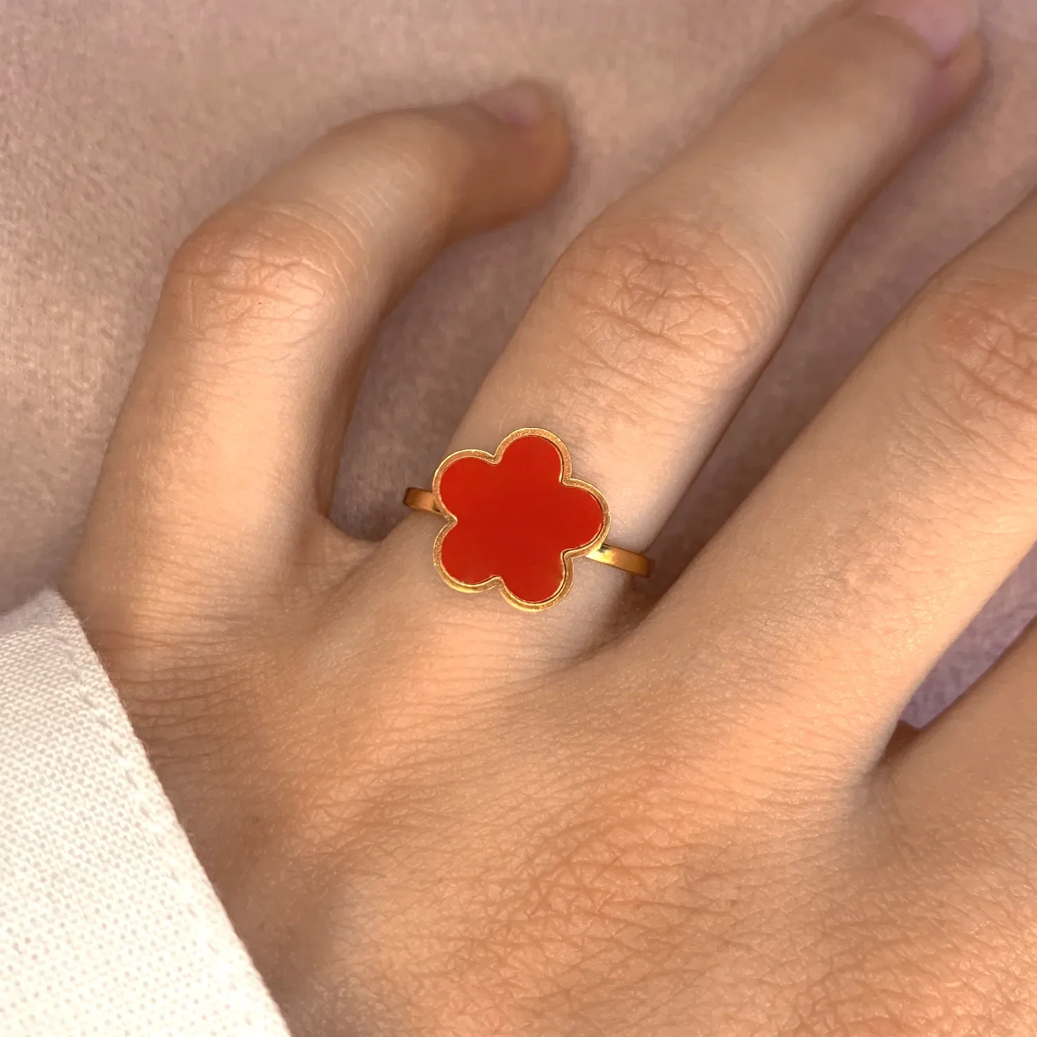Bague fleur rouge - boutique pastel