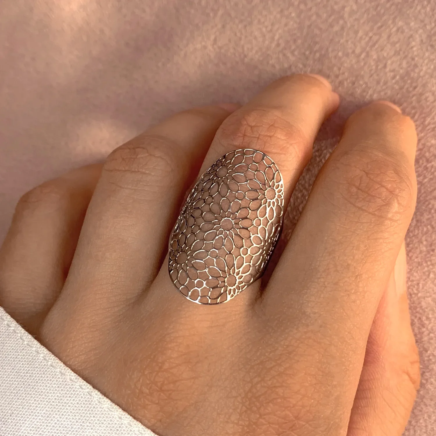 Bague marquise argenté - Boutique pastel